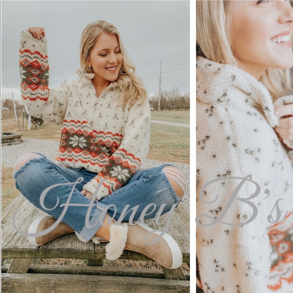 Fair Isle Sherpa Teddy Sweater - Picture 2 of 5